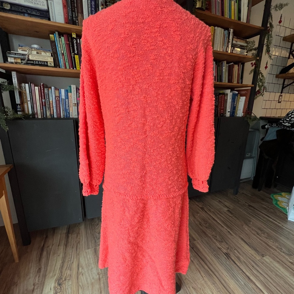 St. John Coral Textured Long Sleeve Dress - Picture 8 of 10